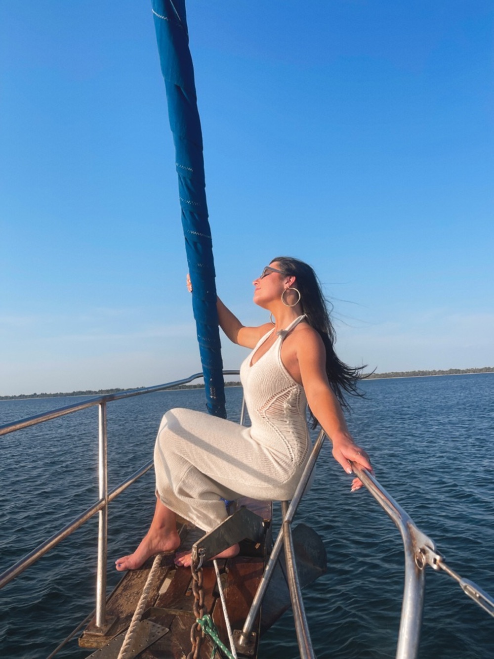 Cream Knit Halter Maxi Dress - Unbranded